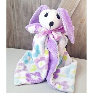 Little Miracles Bunny Plush Lovey Blanket Snuggle Purple Flowers Baby Toy Fleece